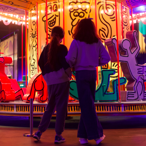 Keith Haring, painted carousel. Luna Luna: Forgotten Fantasy, Los Angeles, 2023.