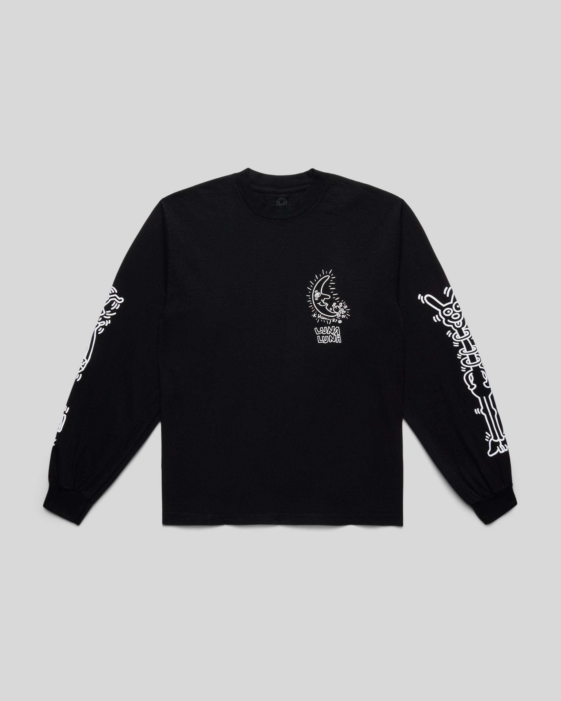 Haring Moon Long Sleeve T-Shirt Black